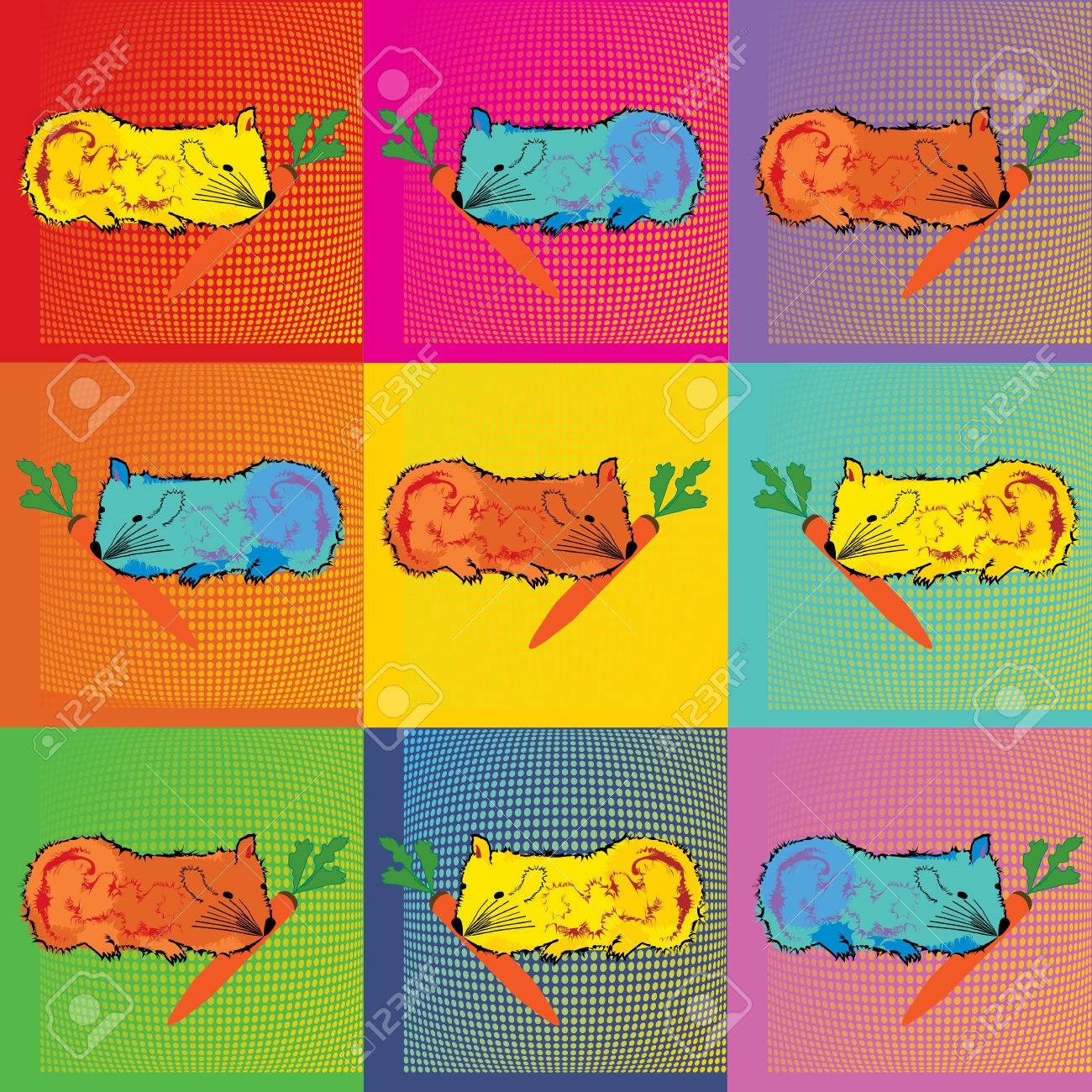 Pop Art Andy Warhol Background Illustration With Dots Royalty