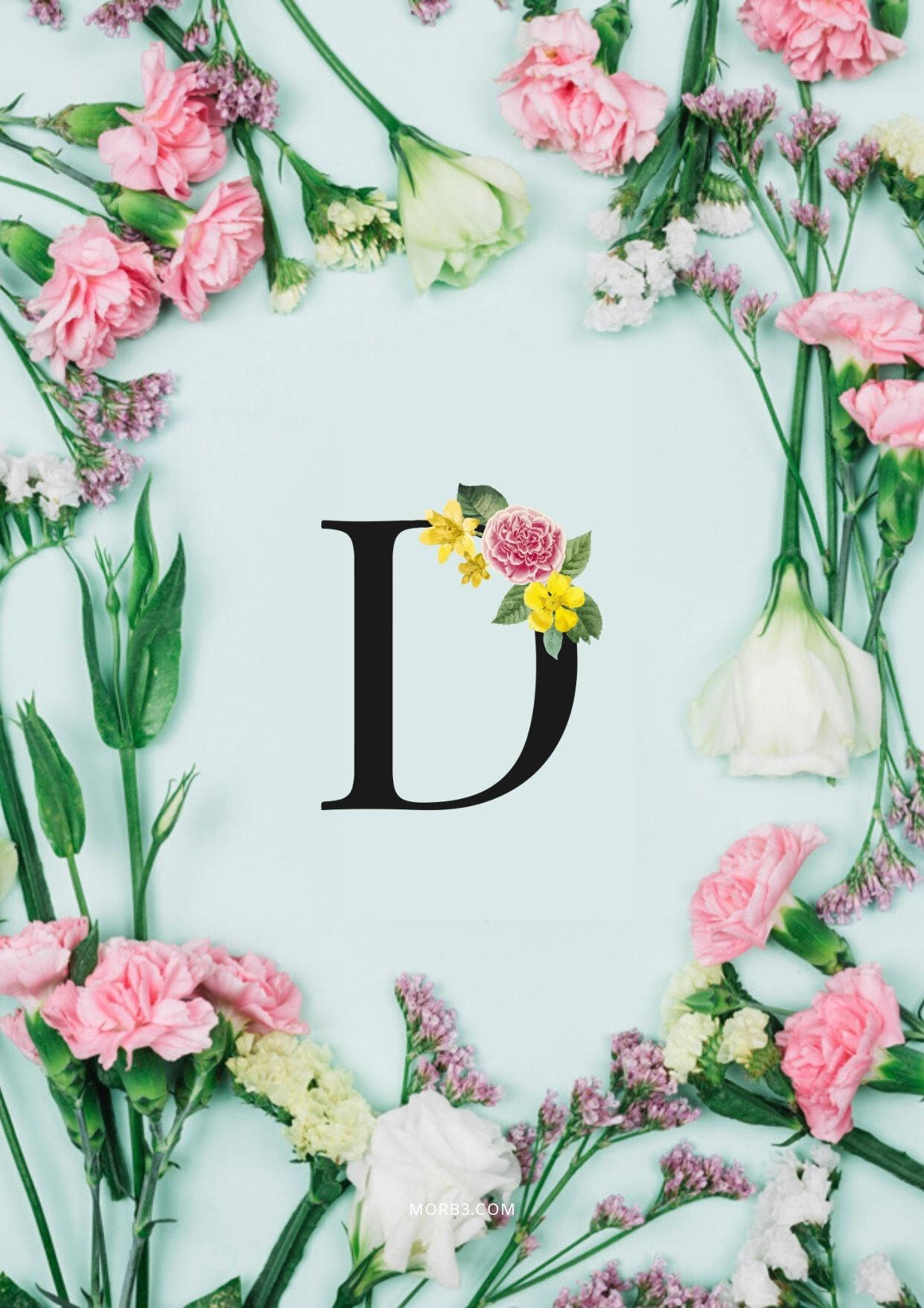 Letter D Flower Border Wallpaper