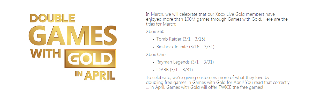 Games With Gold Tomb Raider Bioshock Infinite And Rayman Legends