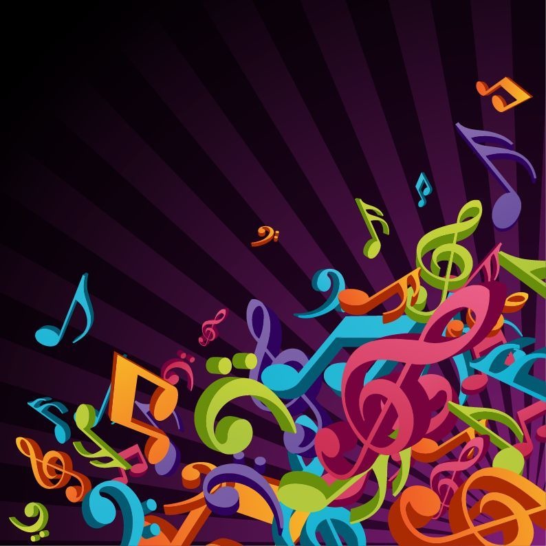 3D Colorful Music Vector Background Vector Graphics All 794x794