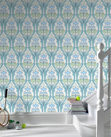 Amy Butler Passion Lily Ocean Color Way Blue Floral Wallpaper