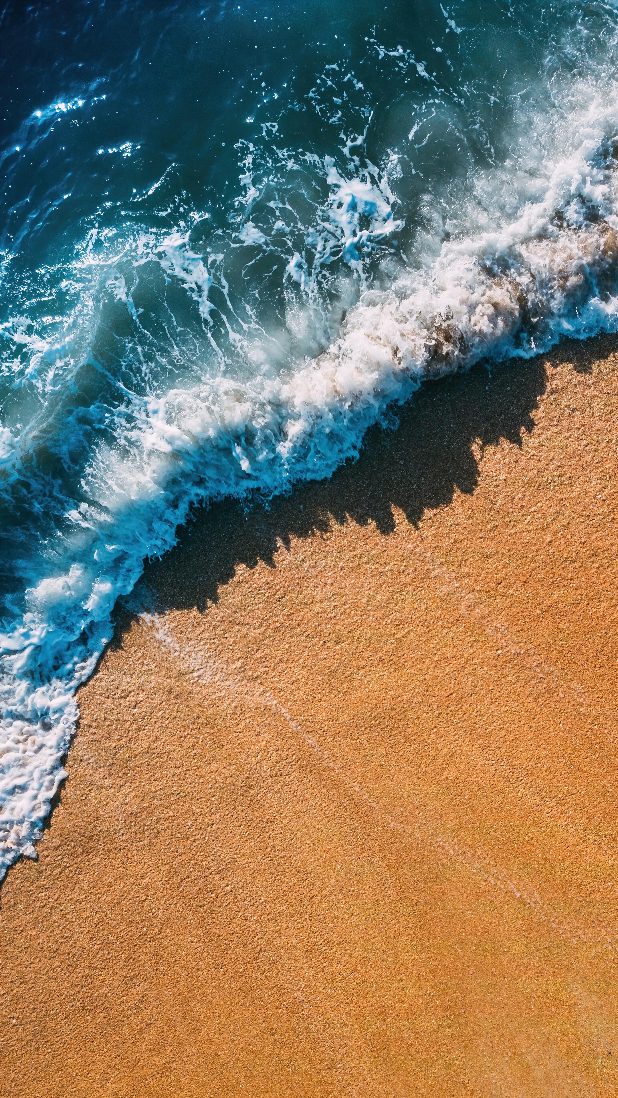 Beach Ocean Wave Aerial View Scenery 4K Phone iPhone Wallpaper 4310b