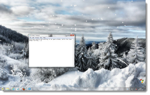 Desktop Wallpaper White Aero Cursor Set Falling Snow Screensaver
