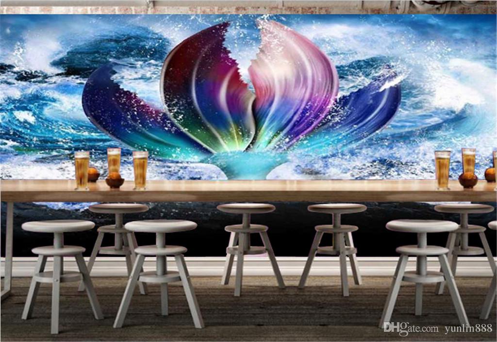 Custom Decorative Bar Ktv 3d Wallpaper Beautiful Mermaid Fishtail