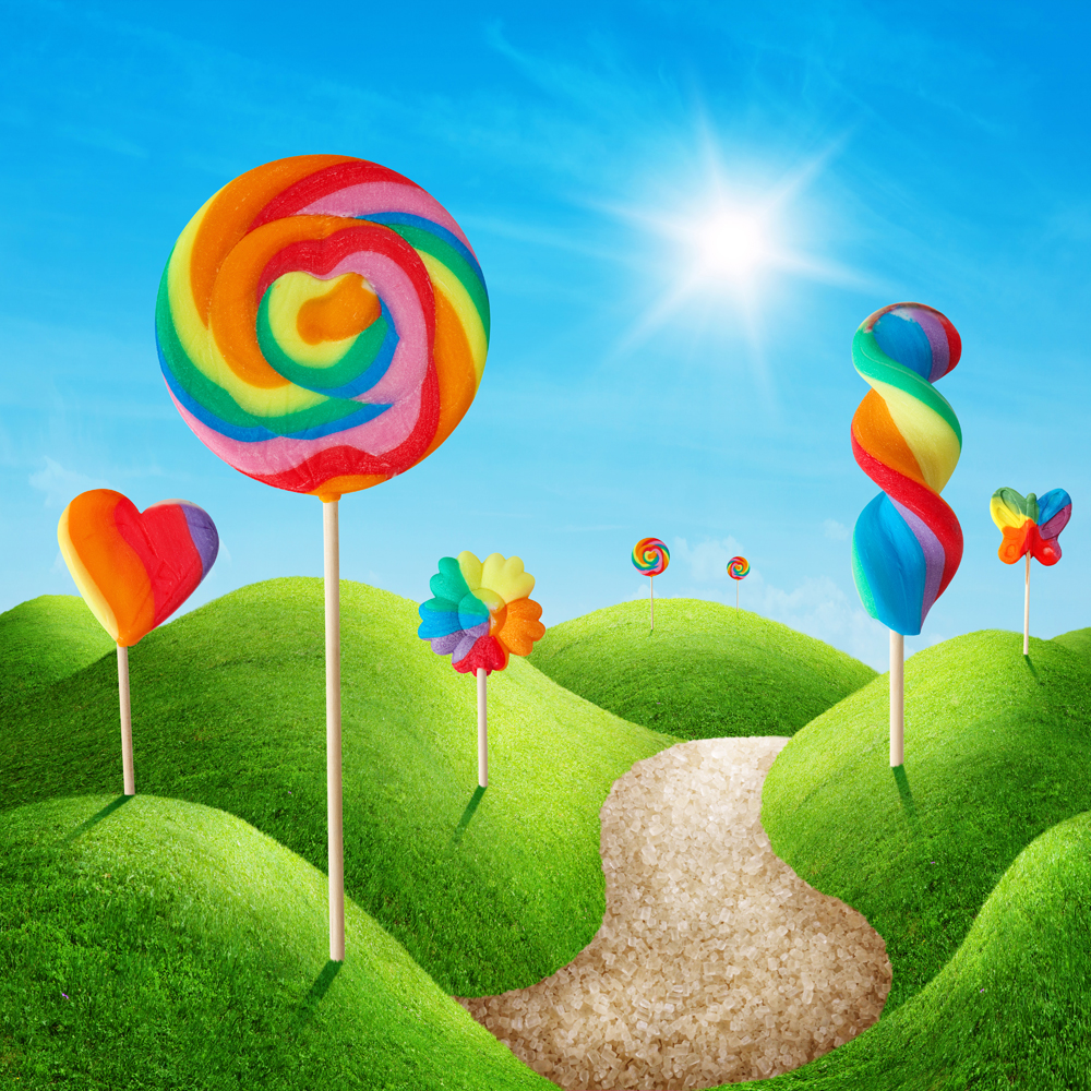 Fantasy Sweet Candy Land With Lollies Wall Mural Ohpopsi Wallpaper
