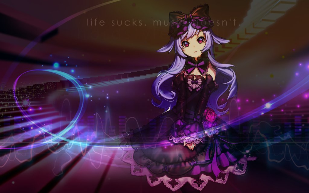 Purple Music Anime Girl Wallpaper By Lizzywolffire6