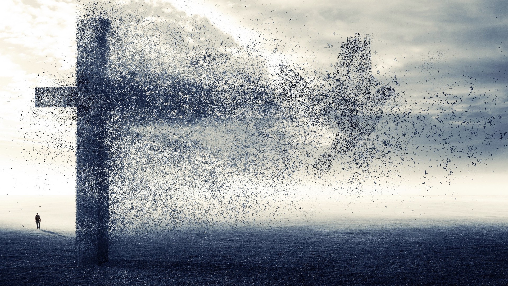 Dove Disintegrated From A Cross Wallpaper