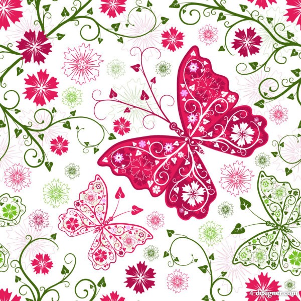 Designer Butterfly Pattern Background Vector Material