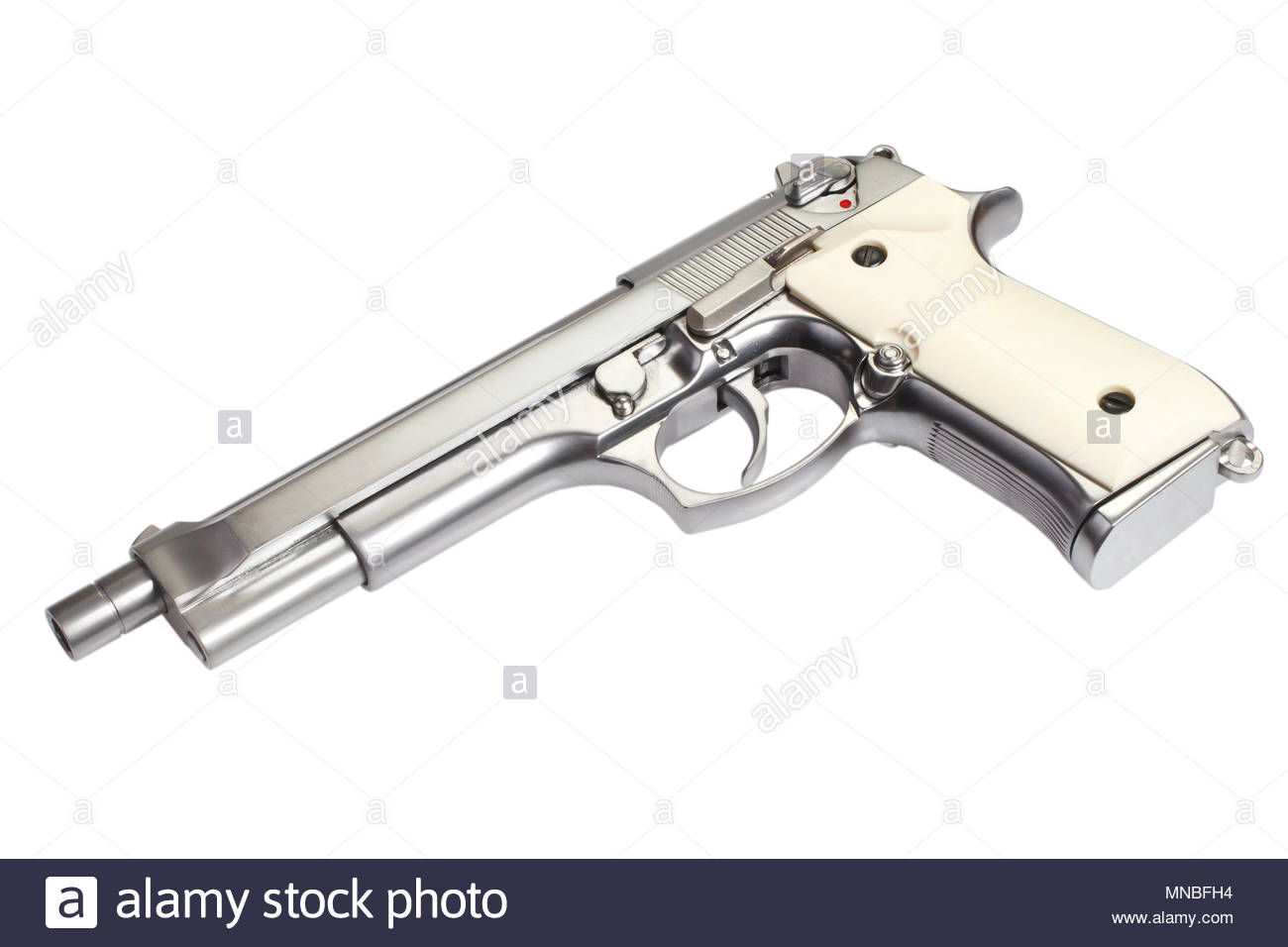 Beretta M9 Long Gun Isolated On White Background Stock Photo