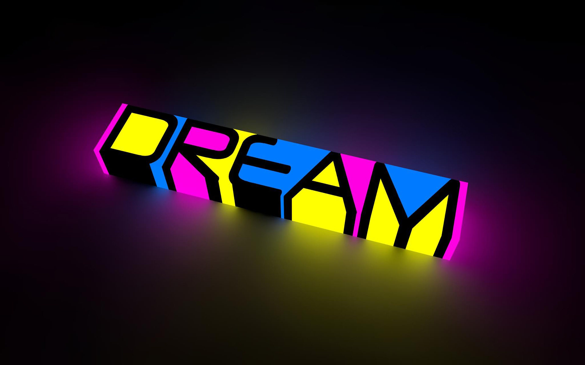 Abstract Dream Color Neon Bright Words Letters Motivational
