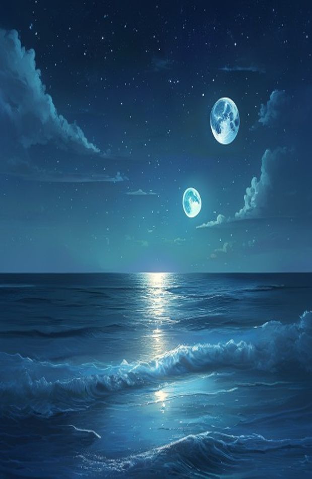 Moon Over Ocean Wallpaper