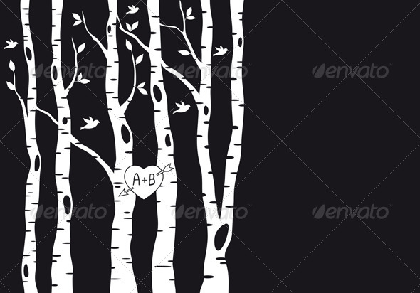 Pin Vector Of Birch Trunk Trees Background Illustration