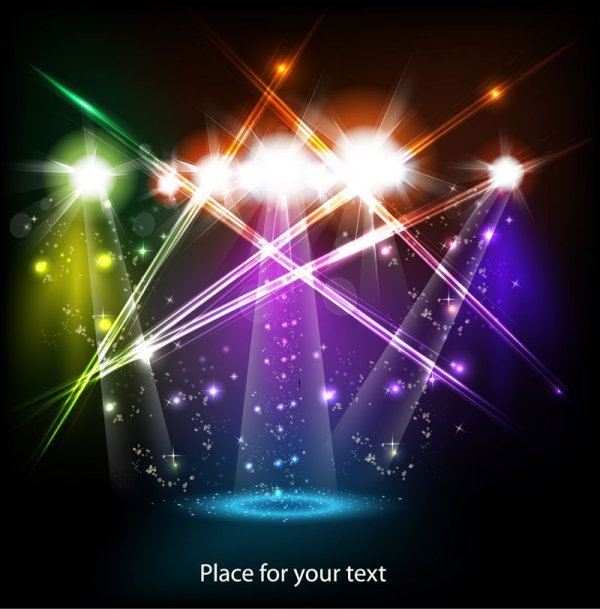 Stage neon light elements vector background   Vector Background free