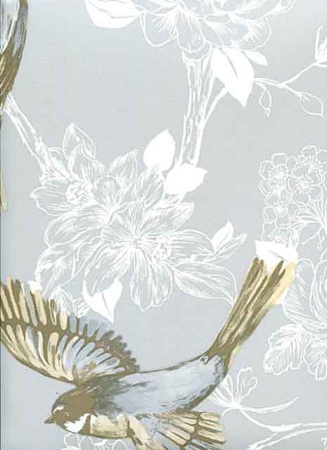 Maison Songbird Porcelain Wallpaper By Prestigious