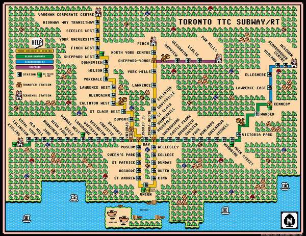 Toronto subway system map Mario style   Boing Boing