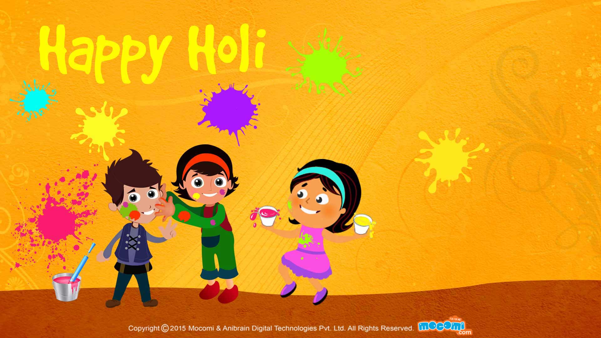 Happy Holi Desktop Wallpaper For Kids Moi