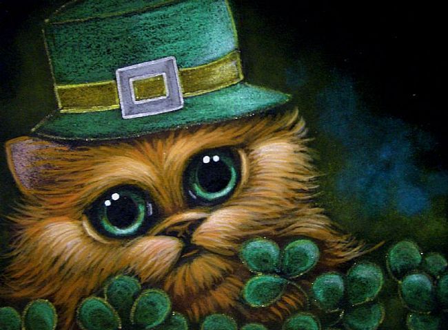 St Patrick S Day Cats Art Red Golden Persian Cat