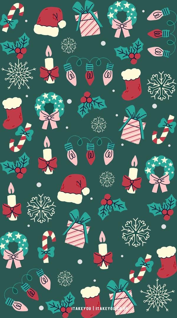 Preppy Christmas Wallpaper Ideas Green Background