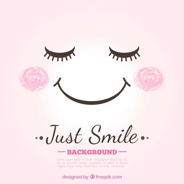 A Smiling Face With Eyelashes And The Words Just Smile Background Wallpaper