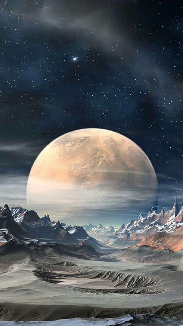 Nature Super Moon Pla Rocky Landscape iPhone 5s Wallpaper