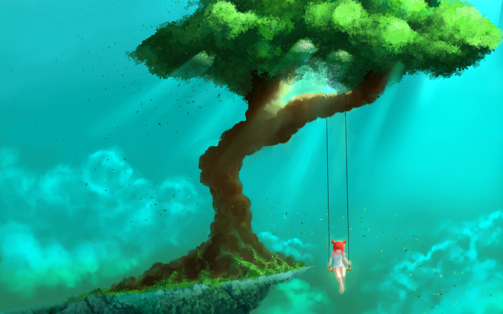 Trees Little Girl Swing Wallpaper And Image