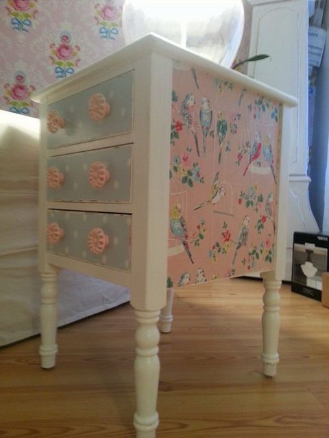 Using Cath Kidston Wallpaper And Wrapping Paper Diy Furniture