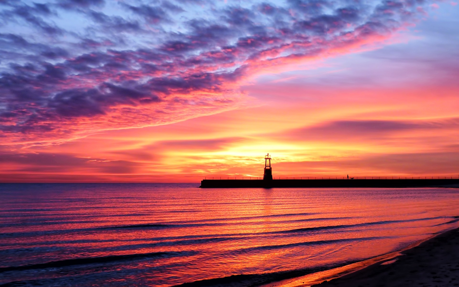 Pink Beach Sunset Wallpaper