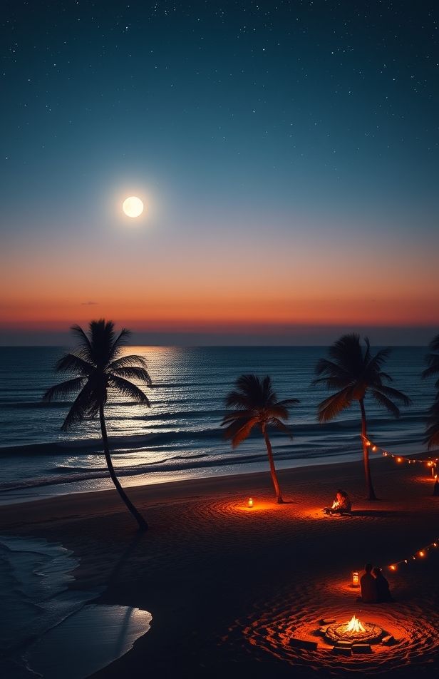 Beach Night Hd Wallpaper