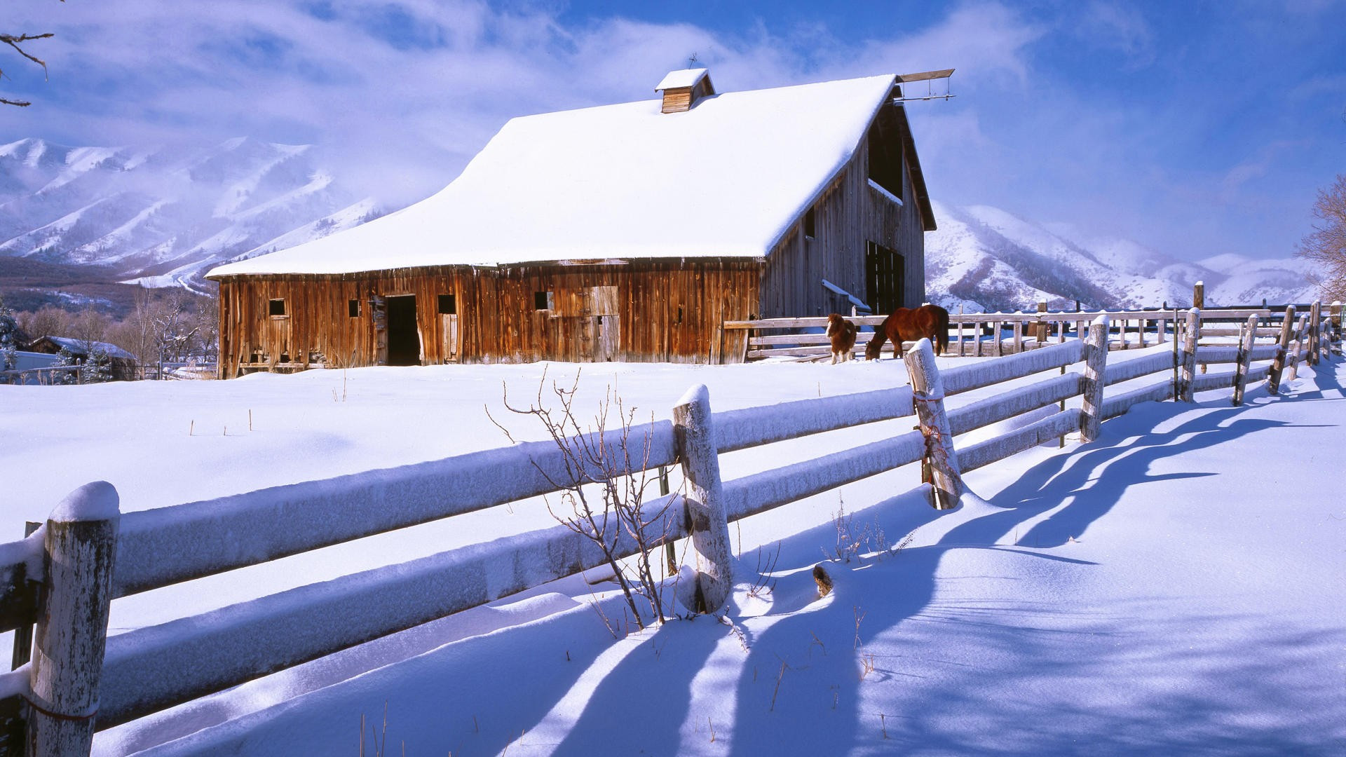 Barn In The Snow Wallpaper