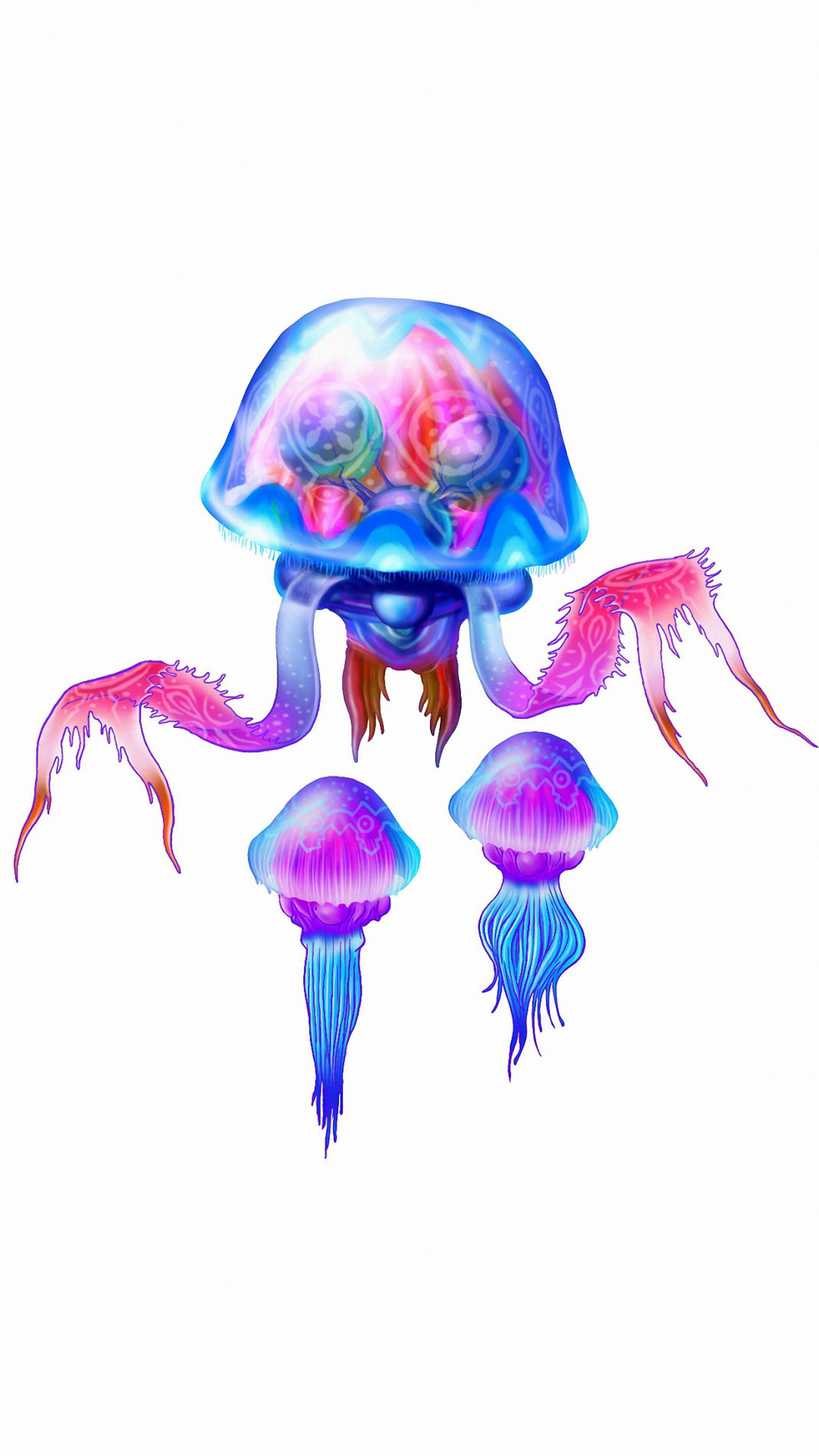 Colorful 3d Jellyfish iPhone 6s Plus Wallpaper HD