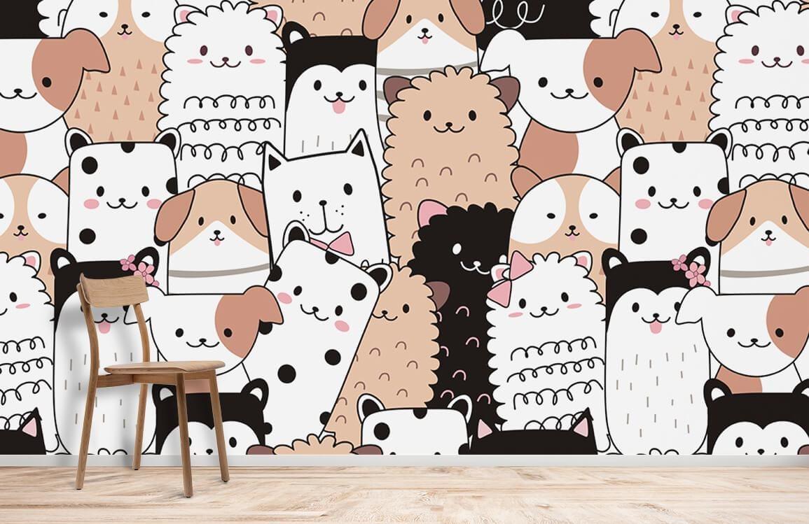 Cute Cats Dogs Wallpaper Mural Child S Room Wall Uk