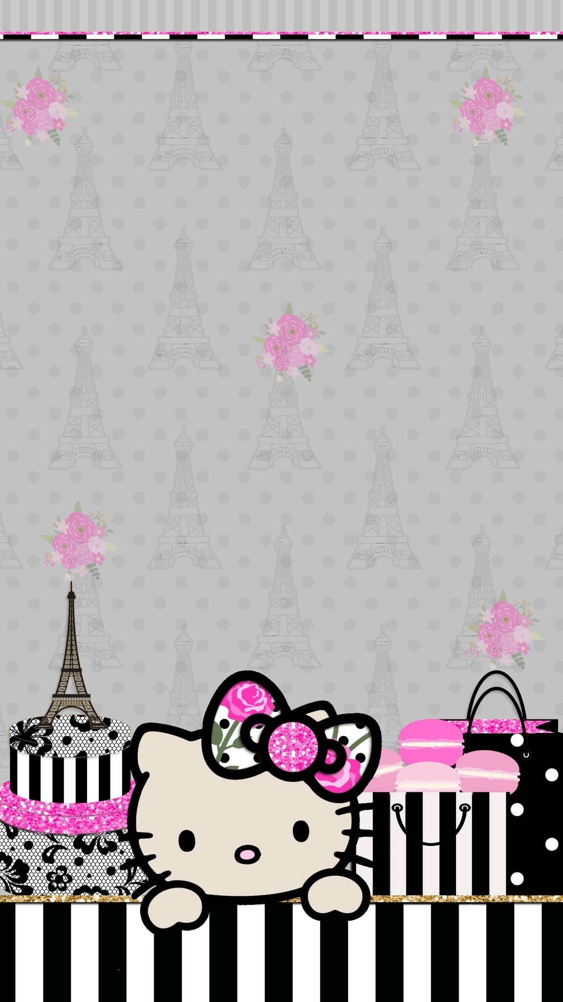 Hello Kitty Black And Pink Wallpaper Image