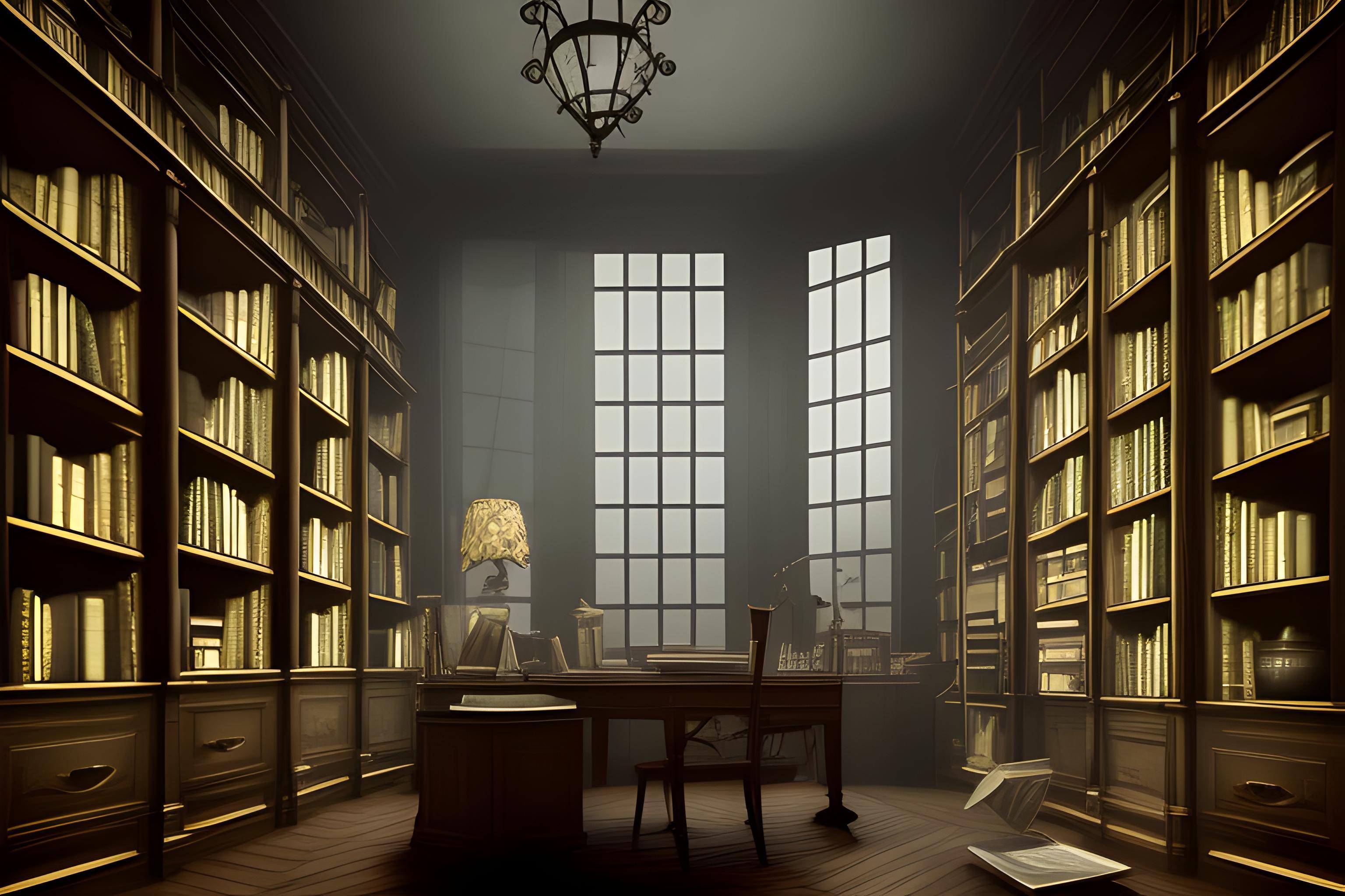 Dark Academia Cozy Room With A Desk And Shelf Books