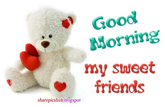 Cute Teddy Good Morning Greeting Card For Friends Lovely