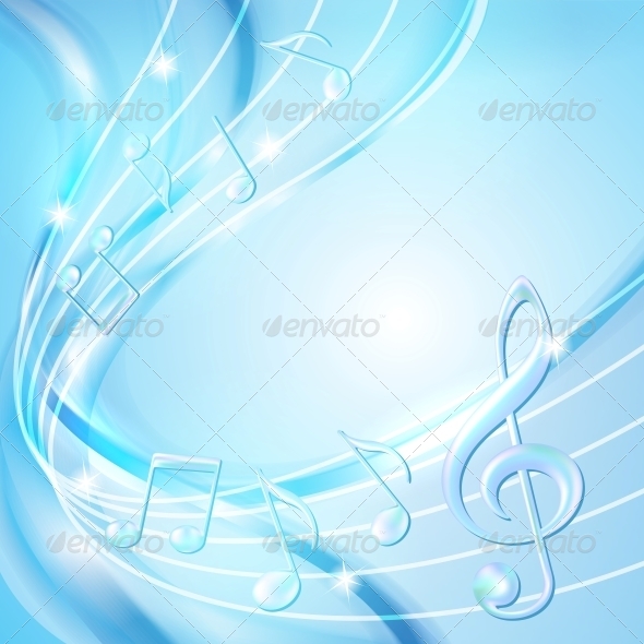 Blue Abstract Notes Music Background Background Decorative
