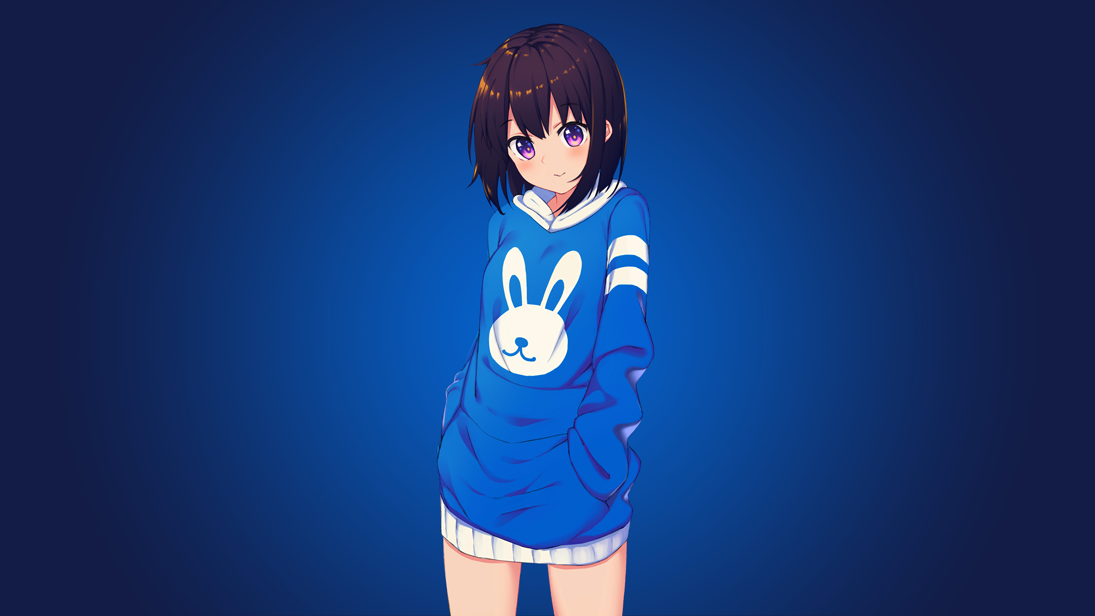 Blue Bunny Girl Anime 4k Wallpaper HD