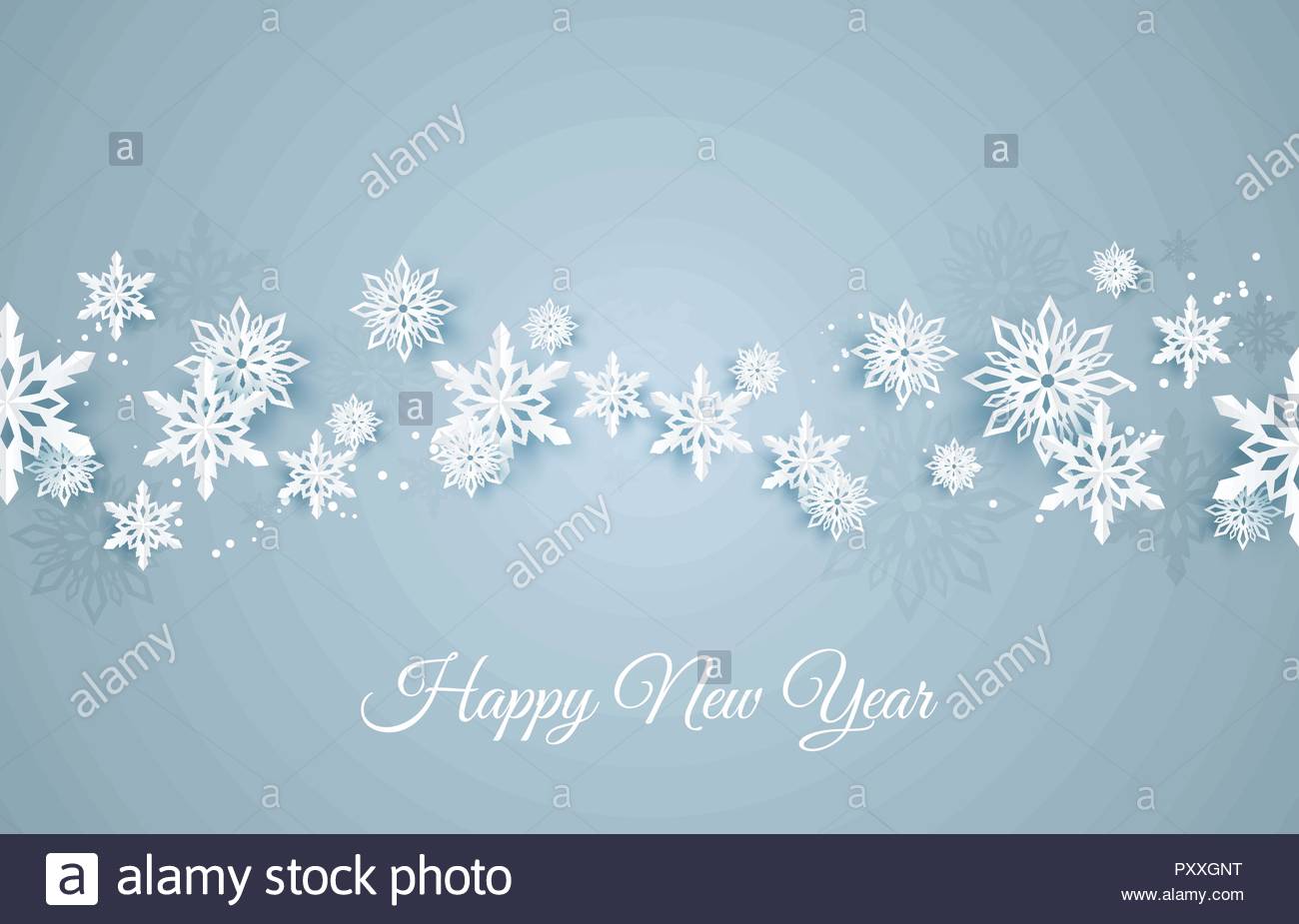 Christmas Card With Paper Snow Flake Falling Snowflakes On A Dark