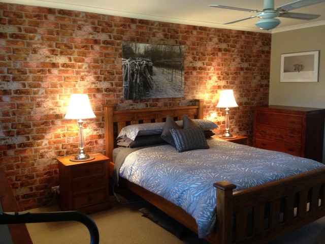 Brick Wallpaper Accent Wall In Bedroom Rustic Perth By