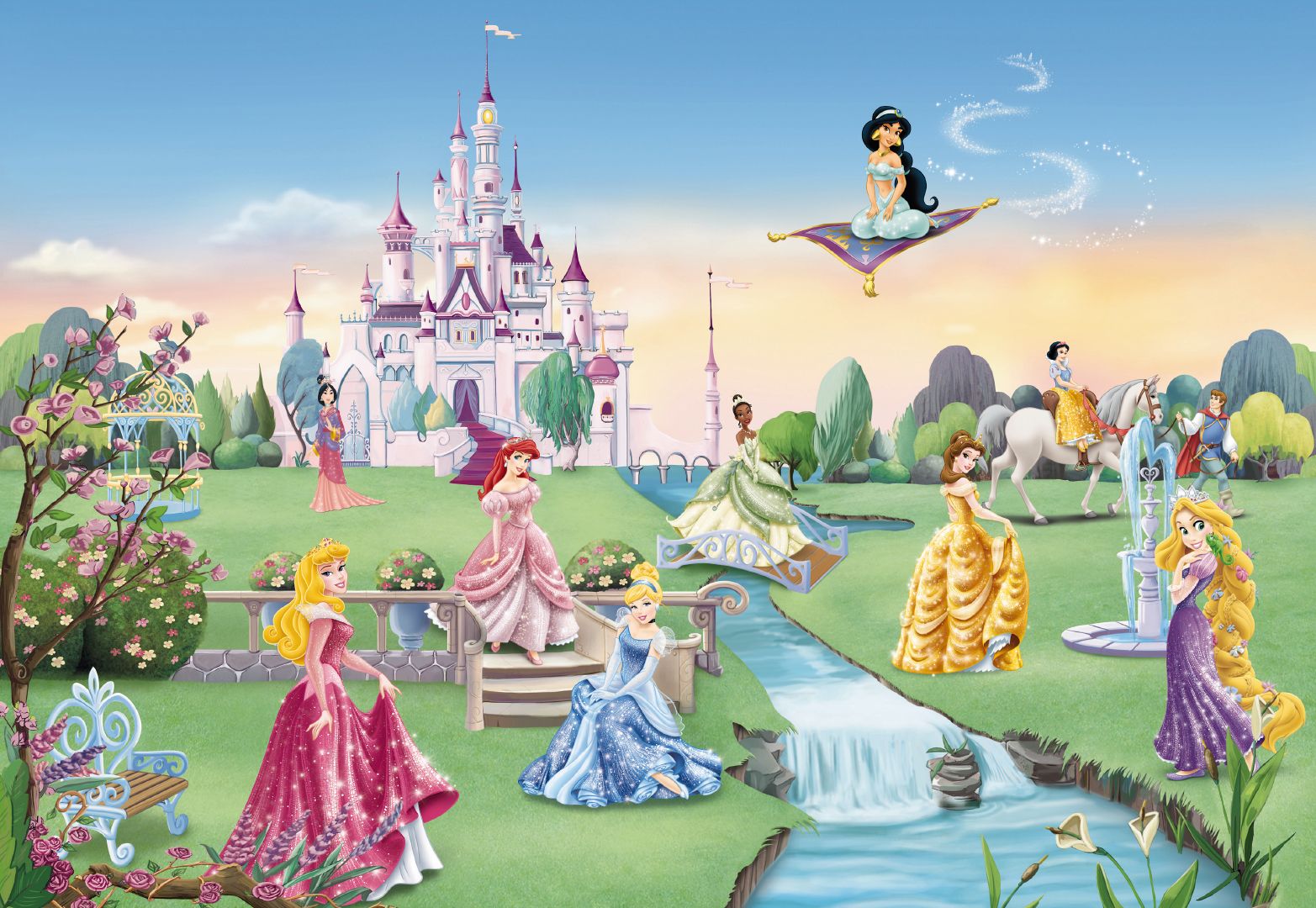 Princess Castle Wall Mural Photo Wallpaper For Children 368x254cm
