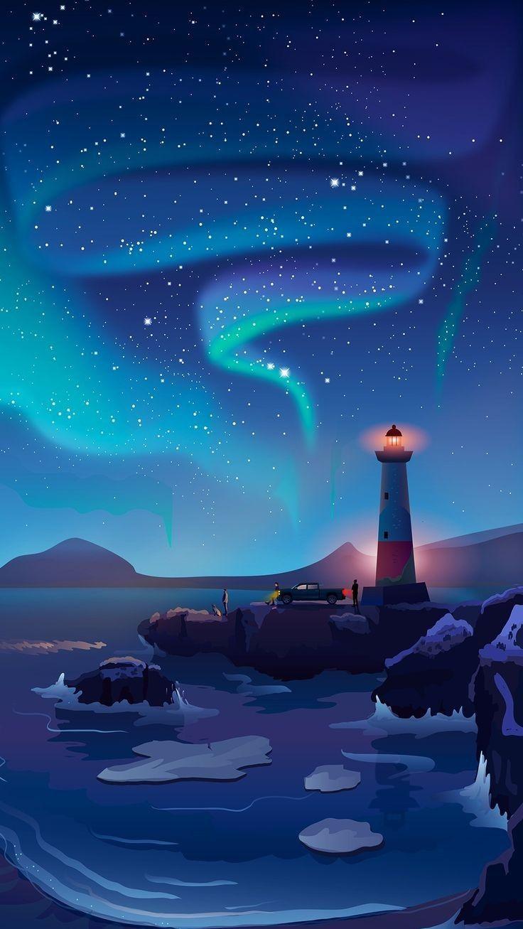 Lighthouse Sky Digital Art Mobile Wallpaper