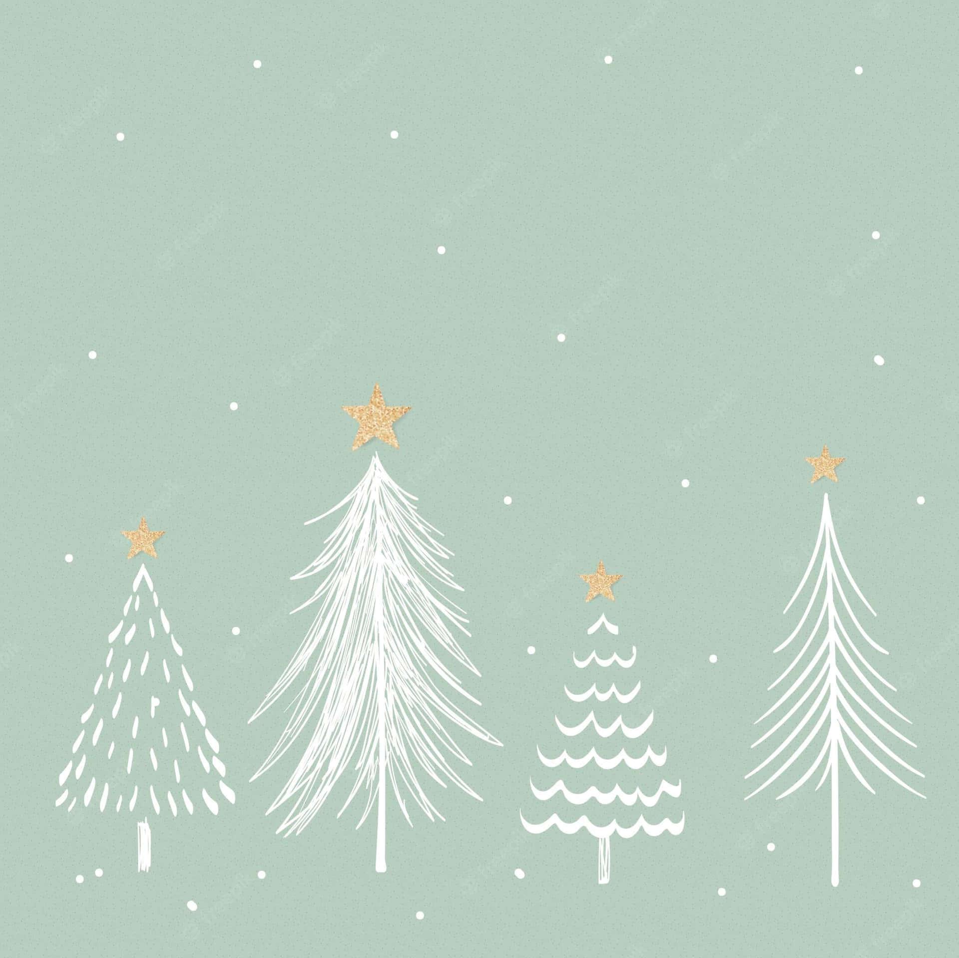 Download White Line Simple Aesthetic Cute Christmas Trees