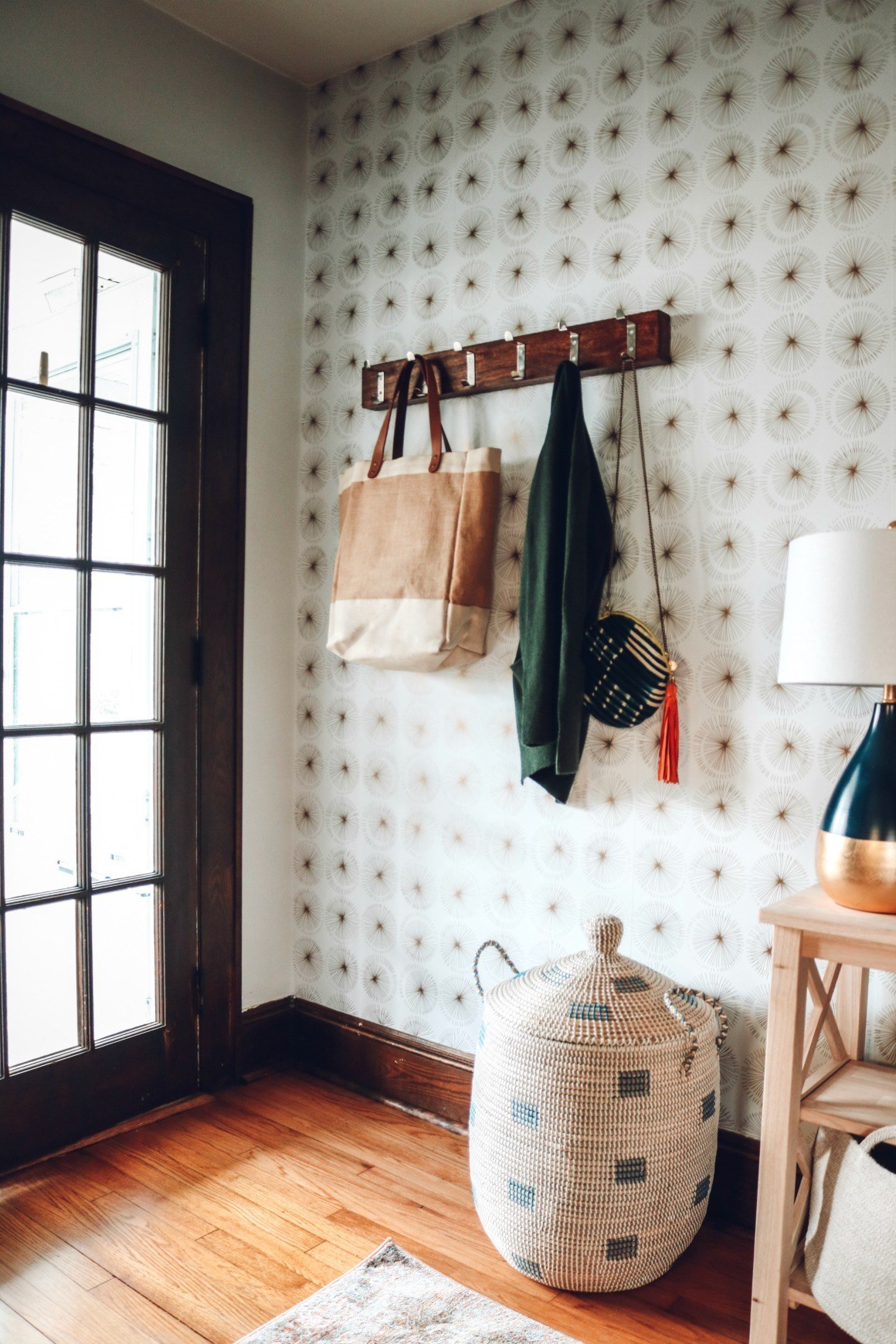 Entry Makeover With Removable Wallpaper And No Closet Nesting