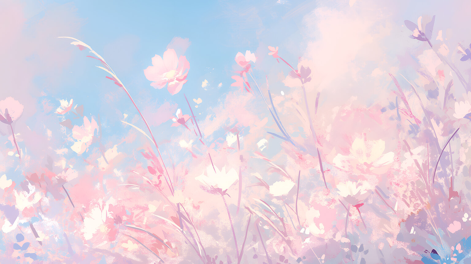 Flowers Sky Pastel Desktop Wallpaper Aesthetic 4k