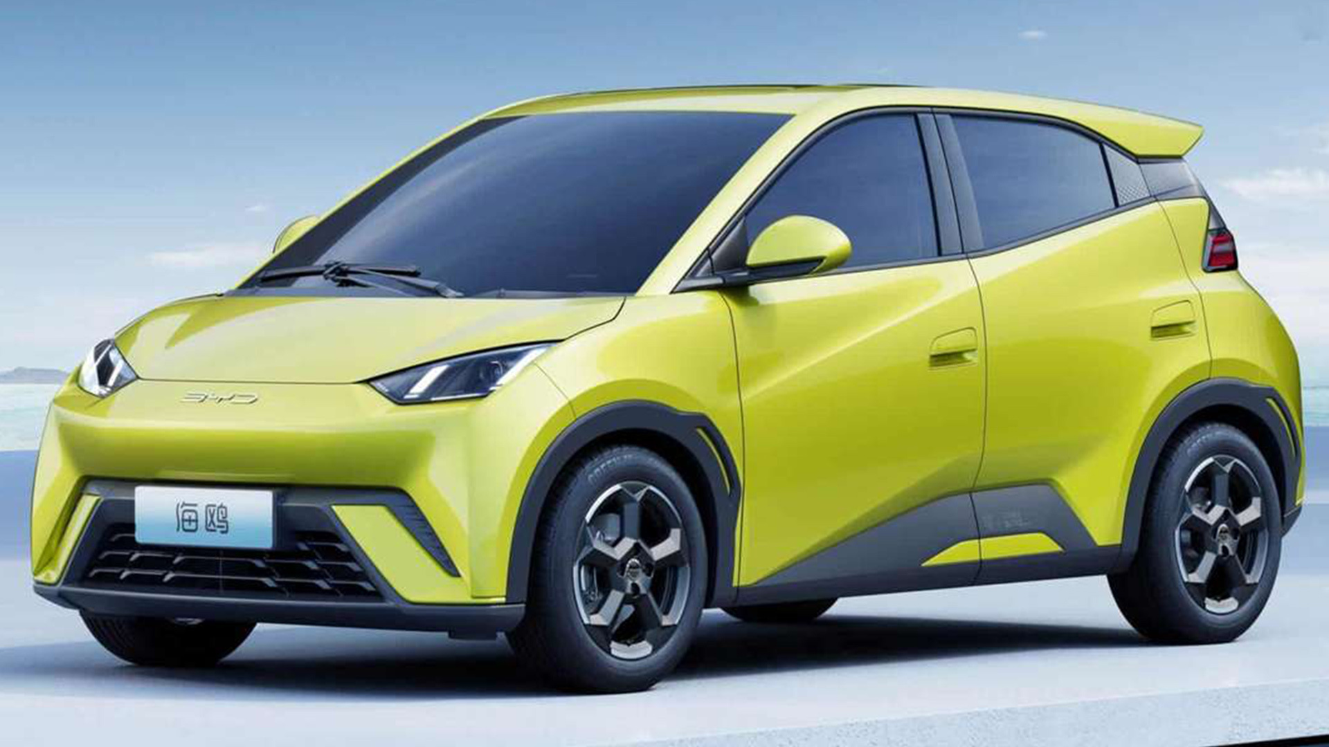 BYD Seagull electric car parked by the sea