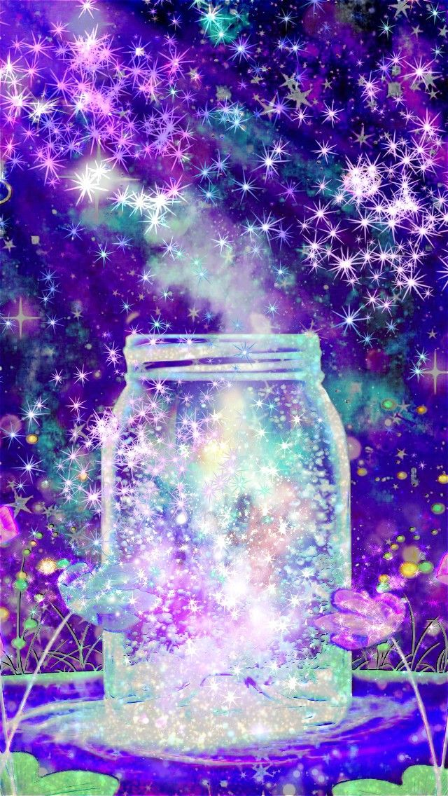 Glittery Galaxy Jar Made By Me Purple Sparkly Wallpaper