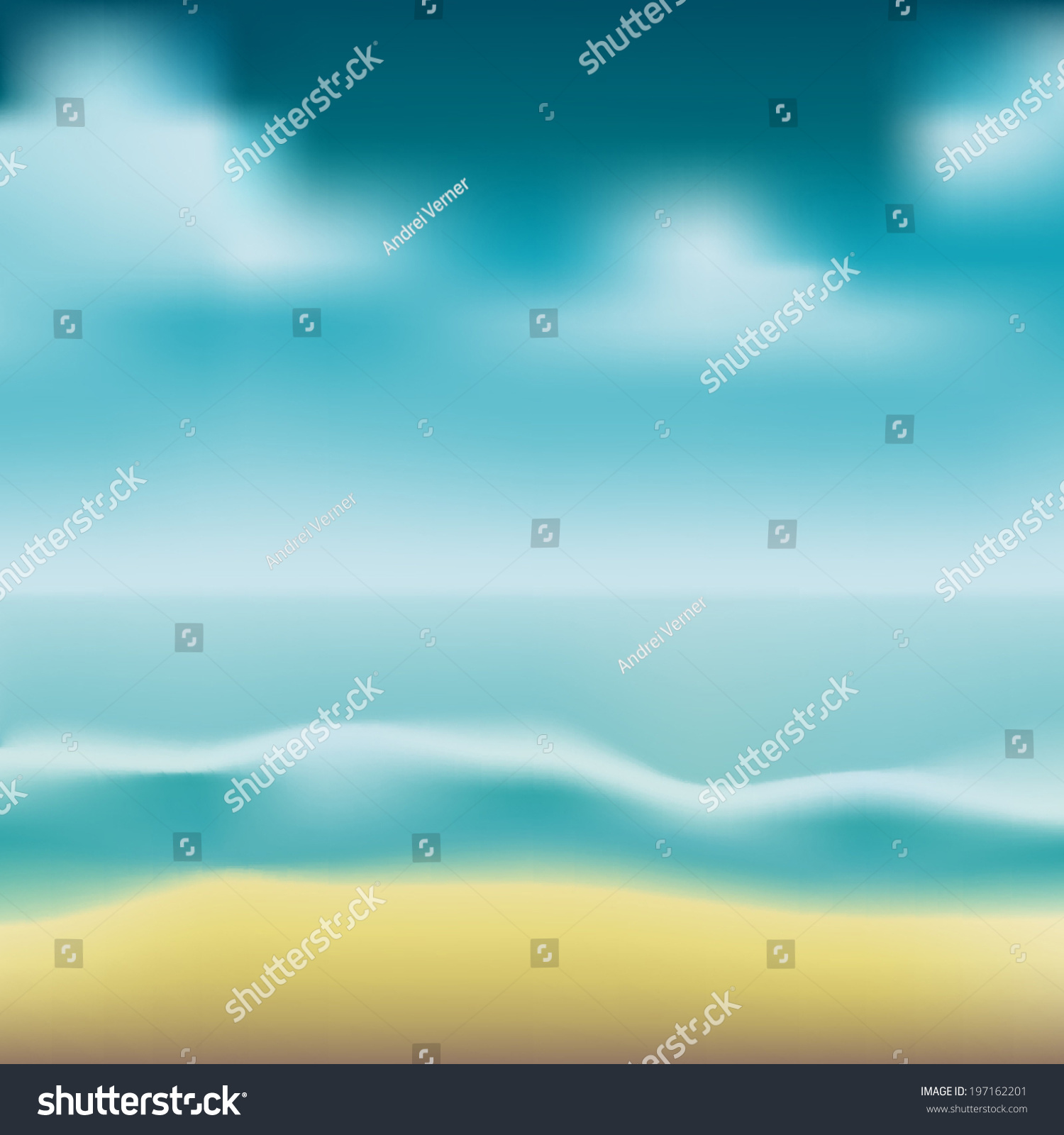 Blurred Tropical Stormy Beach Background Vector Stock