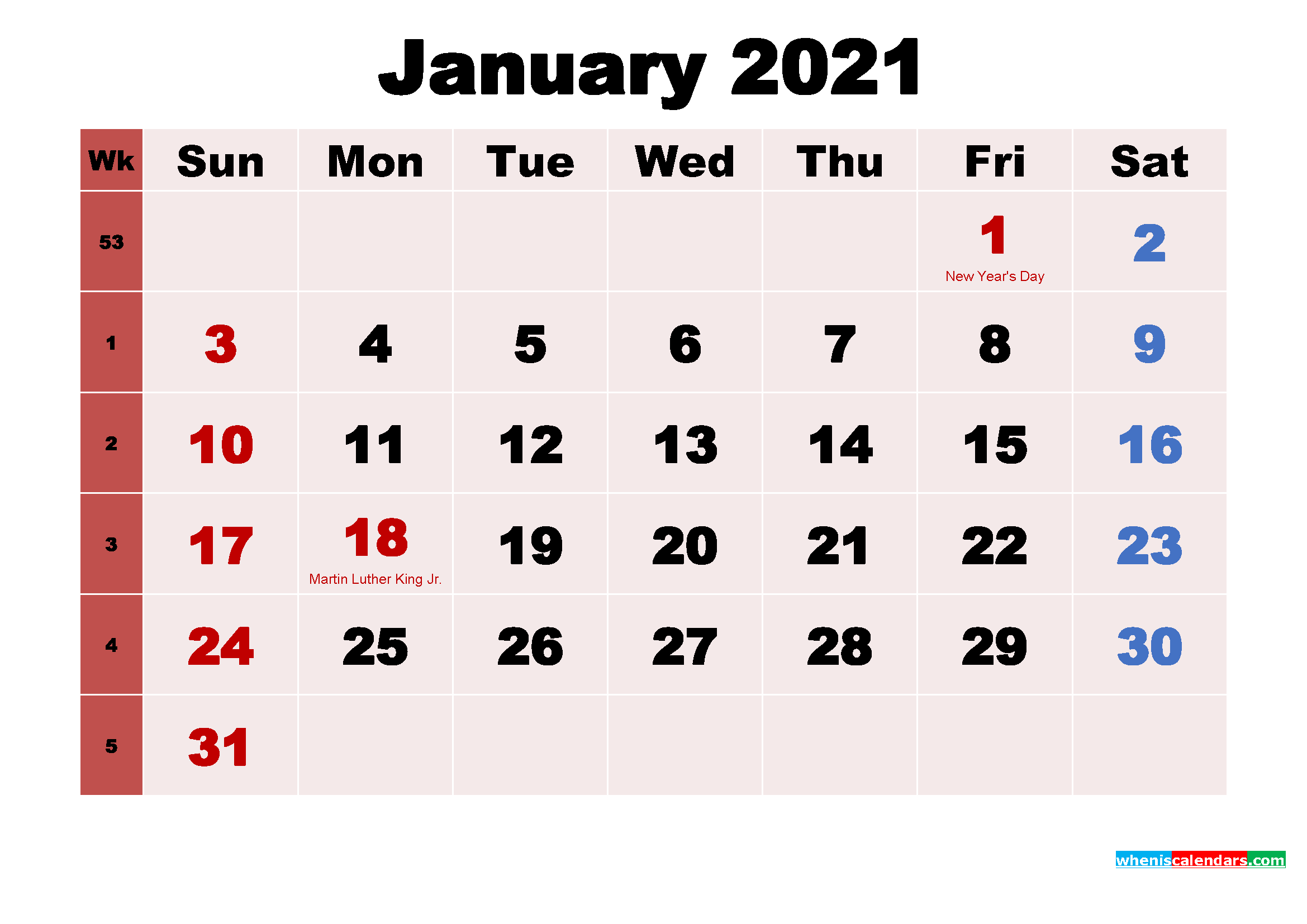 January Calendar Wallpaper Top