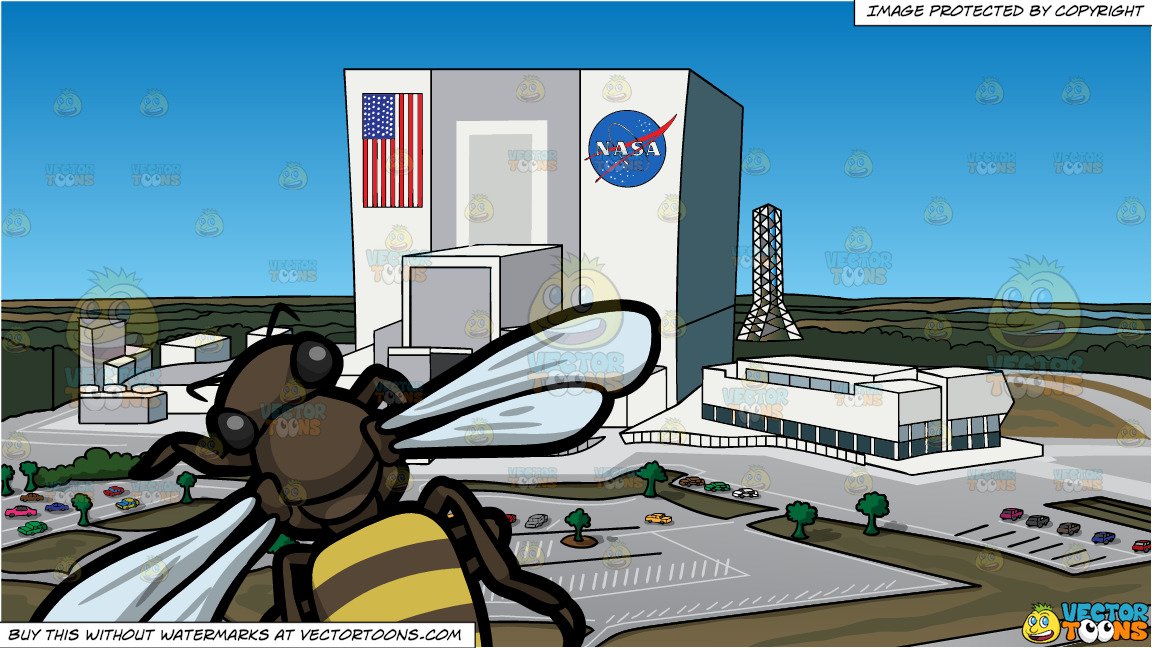 A Flying Bee And Nasa Headquarters Background Clipart Cartoons