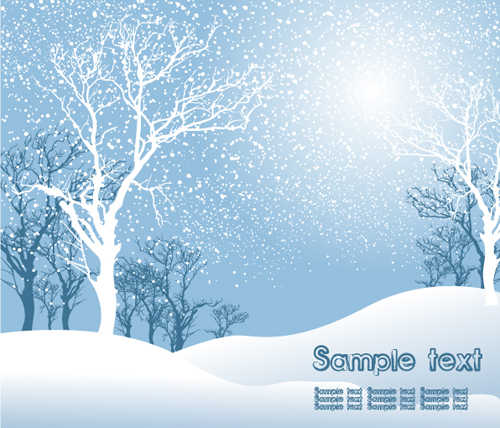 Elements Of Winter With Snow Background Vector Background