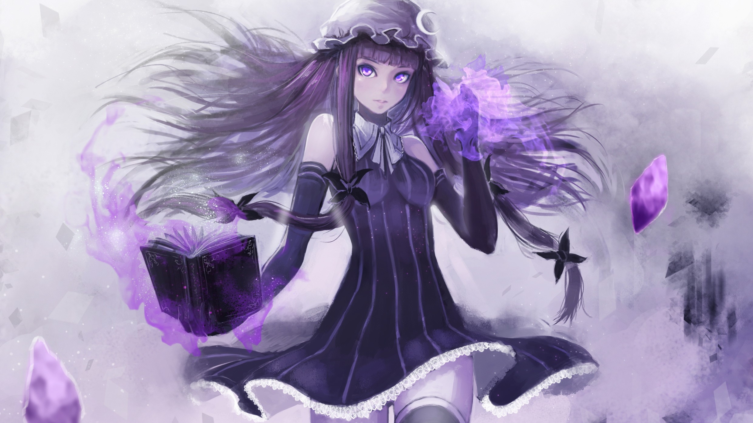 Wallpapers video games Touhou gloves dress Moon purple long